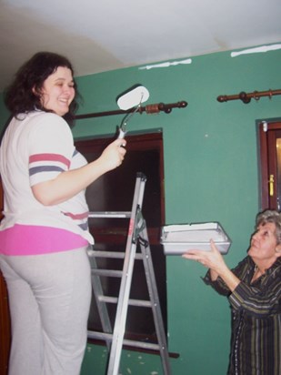 Ruth helping paint my parents' house, 2005