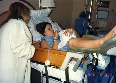 Virginia Spiegel and Janet Lee Haynes the day of Samantha Spiegel's birth | November 7, 1990