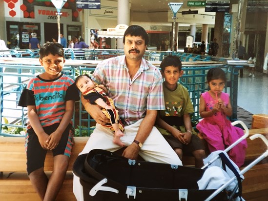 Arvind with his son, niece and nephews