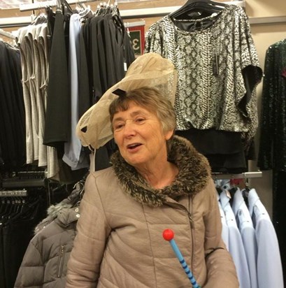 Karen with Jo trying on hats - we had so much fun and enjoyment together!