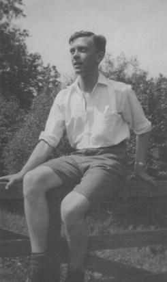 Frank on a stile on the road to Southwell Minster, 1941