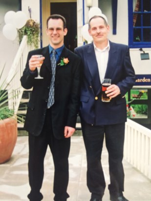 Malcolm at Louise's and Julian's wedding in 2000. With love from niece Louise.