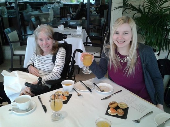 Mum and Emma enjoying high tea at Celtic Manor