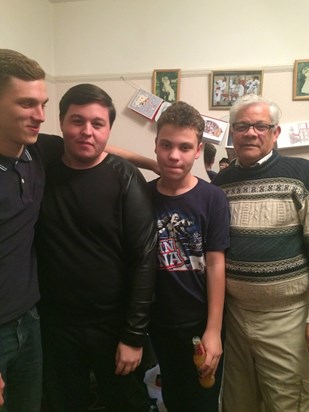 Dad with 3 of his Grandsons Jake, Luke and Lance