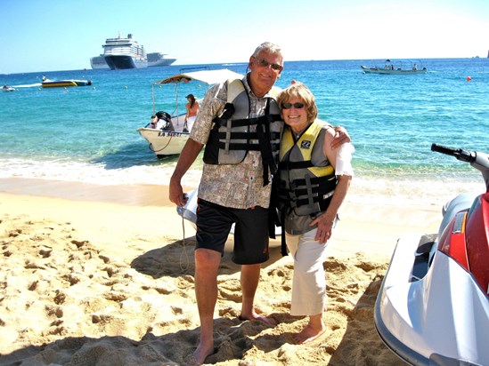 Lou and Susie jetskiing in Cabo San Lucas