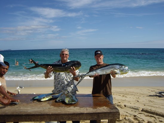 Lou and Ian after the big catch in Cabo