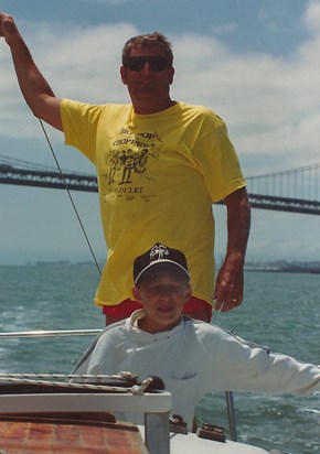 Lou and Ian sailing the 'Elation' on the San Francisco Bay