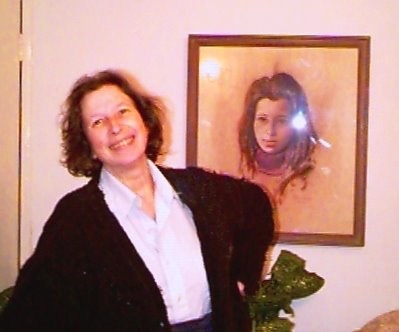 Doreen  with self portrait at home in South Africa