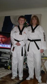 Conor (my son) and Me Doreen encouraged me to complete my training I am a first dan thanks Doreen