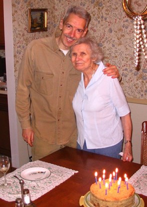 Jeff's Birthday 2009 with Mom & her famous coffee walnut torte