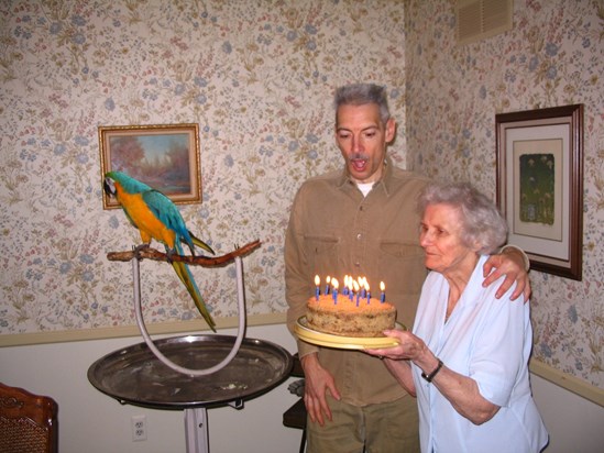 Jeff's Birthday 2009 with Mom & her famous coffee walnut torte