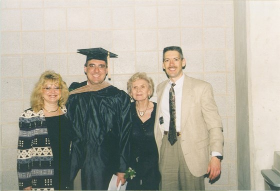 Daughter-In-Law Maria, Son Steve, Frances & Son Jeff  @ Steve's Grad MBA from MSU 1998