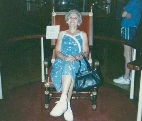 Mom on her thrown on the Queen Mary Long Beach CA