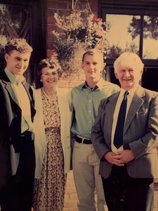 Trevor and family at the Blue Flag pub to celebrate his 60th, 1997