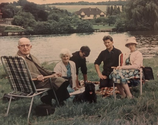 Trevor enjoying a picnic on the River Thames in 1966 with his mother, Auntie Dot, Dad (?) and Peter his brother in law