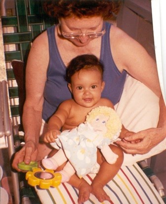With Granny at Keystone Lake, 1990