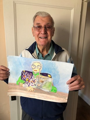 So proud of his painting of Iris Apfel-2018