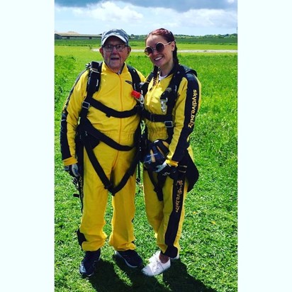 Verdun with Granddaughter Ellie after world record sky dive