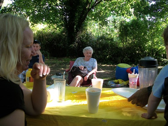 Picnic at Chris' House with Grammie, Ami, Dylan, and all the kids : )