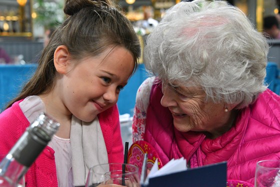 Mum and Scarlett, mum's 80th birthday celebration 