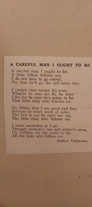 The poem found in David's photo album,  read by Andy as part of his eulogy.  