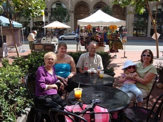Family lunch in SF. Helen, Ashlee, Don, Kyra, & Deb.