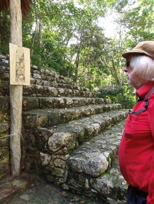 Cobá, Mexico. Ever the intrepid explorer, usually in some kind of woollen hat!