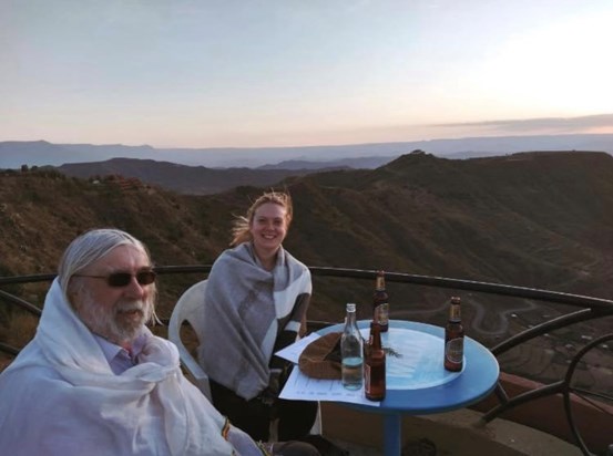 Travel buddies Cathy and Dad, seen here in Lalibela, Ethiopia in 2019