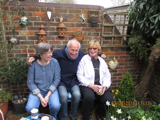 One of my birthday celebrations, Shirley and Ruth with Mike (his permission given)