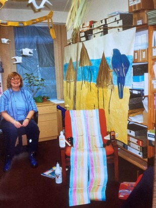 Decorating the office as 'A Beach in Summertime' (Christmas 1995) Ruth (J) C x