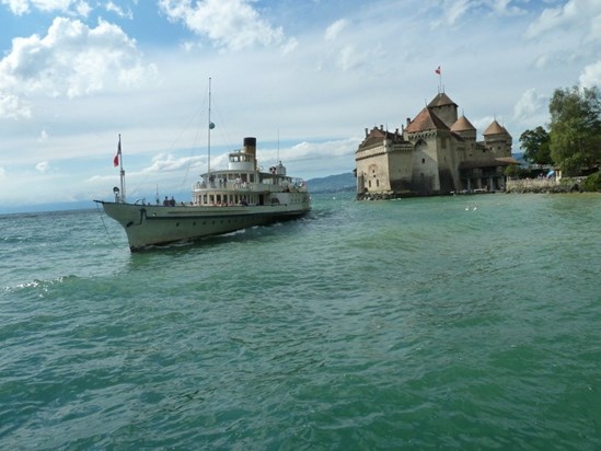 Paddle steamer and Chateau de Chillon - Lake Geneva - Aug 2010 (taken by N)