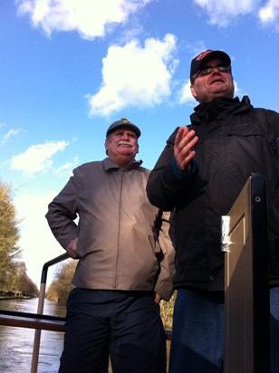 Pete on the Canal boat 2017 with Chris giving  advice!!! Xx