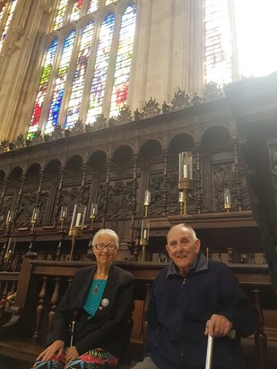 Nanny and Grandad at King's College Chapel, Cambridge