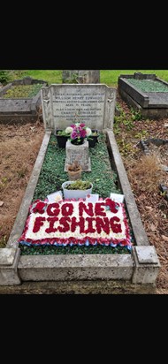 Flowers at his grandparents grave