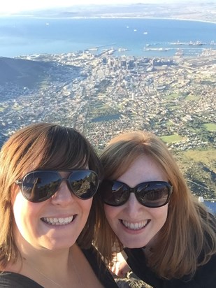 Going Global in Cape Town. Charlene was adamant we’d go up Table Mountain if the weather was clear whatever it took. Hence our rather formal dress on this adventure!