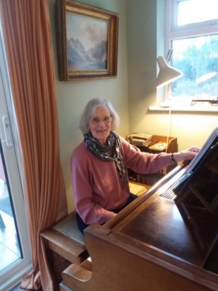 Rae at our piano December 2019