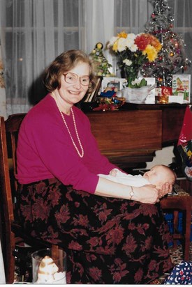 Mum’s first grandchild, Sam, in 1994. 