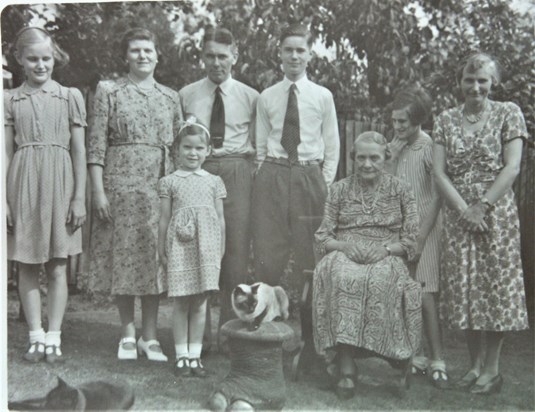 1950 with cats Judy and Timmy, and Flo Southgate who was married to Rae's great uncle