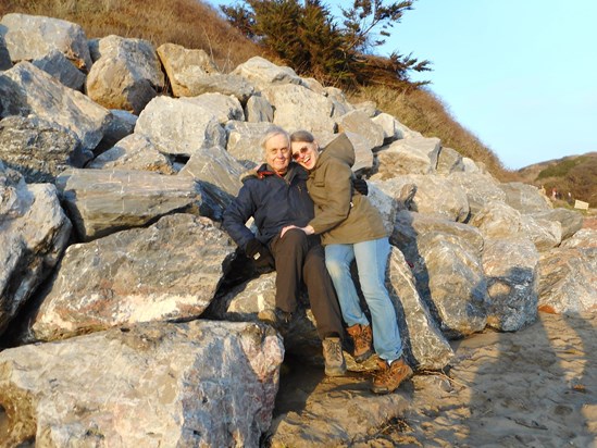 Steve and Roz at Bigbury Beach, February 2023