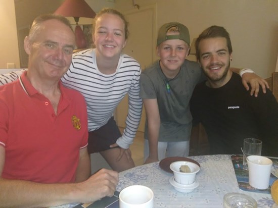 Patrick with godchild Noor, nephew Joppe and Matthew