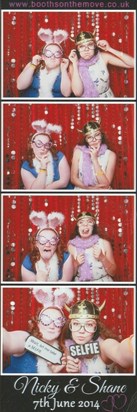 Me and Caitlin having fun in the photobooth at Shane and Nicky's wedding in 2014