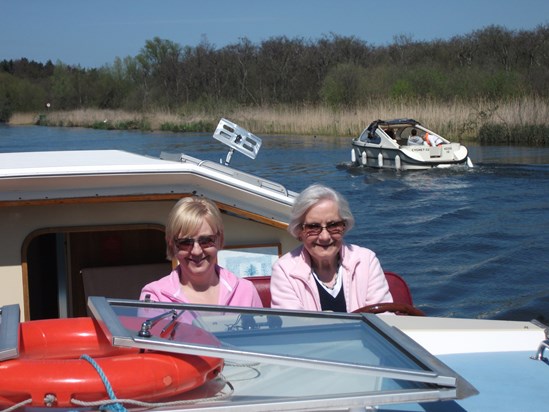 Holiday on the Broads - Les and Margaret (Lesley's mum)