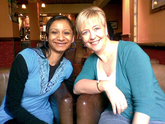 Lesley on her 5oth Birthday, with her friend Sajida