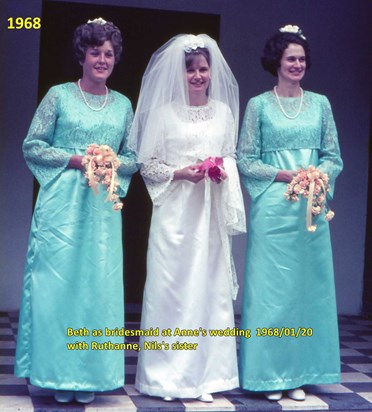 1968 Beth is bridesmaid at Nils-Anne wedding 20th Jan 1968