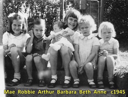 Beth & Anne with siblings - Were we grumbling about hair?!