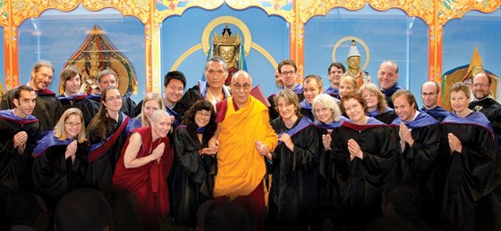 His Holiness the Dalai Lama with Yangsi Rinpoche, Jim Blumenthal, and Maitripa College Students 2013