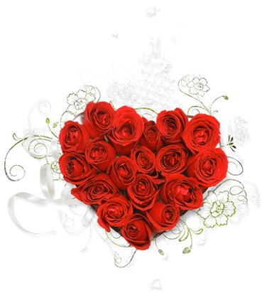 Red Heart Bouquet of Roses