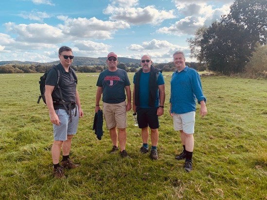 The 3 Welsh Boys (sheep in background) & honoury Welshman Charlie