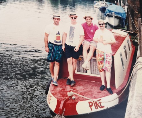 Charlie's stag weekend on the River Medway 1989