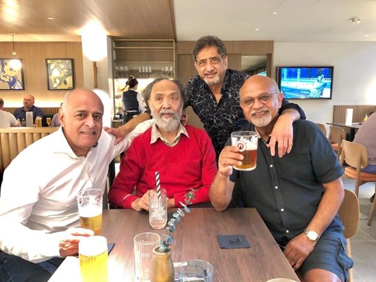 Aug 2020… Raj at Metropole London  with Bhupi , Jitu & Himanshu 